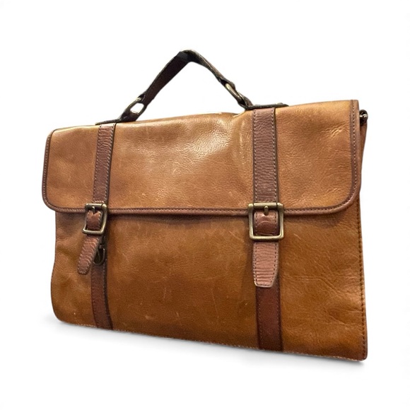 Fossil Vintage Weekender Large Distressed‎ Brown Leather Satchel Bag Travel